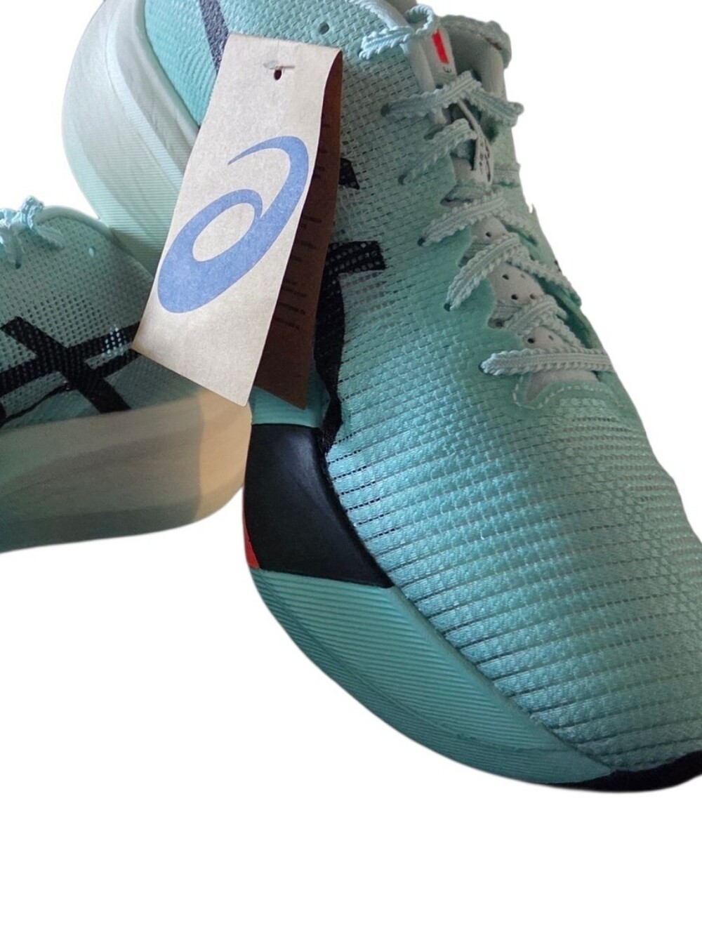 ASICS men’s Metaspeed Edge Paris Illuminate Mint/Black w/Red Accent Sz. 11 Men